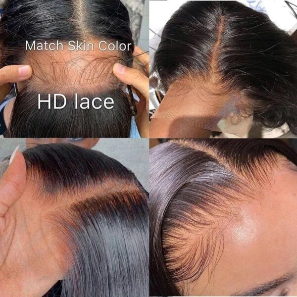 Raw Indian HD transparent lace bone straight natural black 100% Human Hair Lace frontal 180 Density 13x4