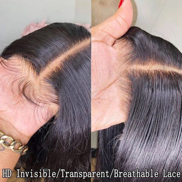 Raw Indian HD transparent lace bone straight natural black 100% Human Hair Lace frontal 180 Density 13x4