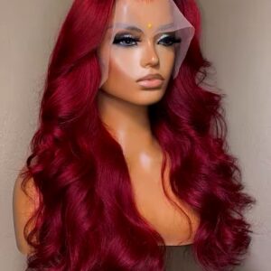 Raw Indian HD transparent lace bone body wave 99J color 100% Human Hair Lace frontal 180 Density 13x4