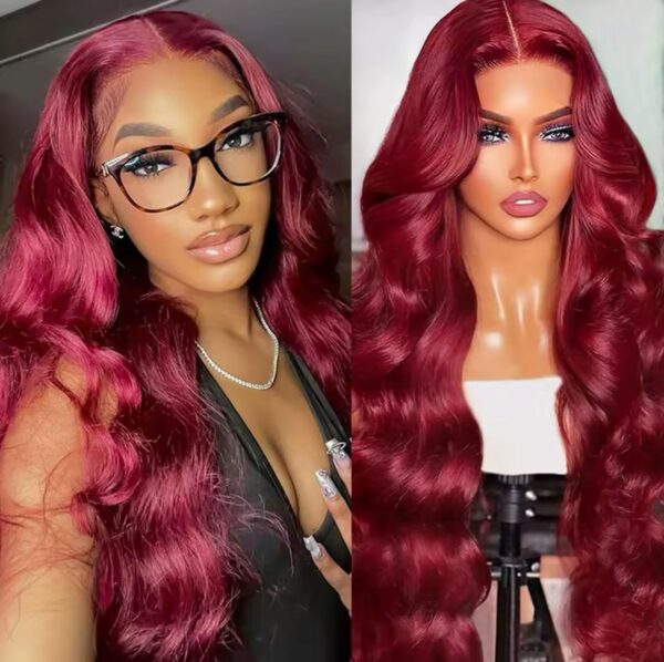 Raw Indian HD transparent lace bone body wave 99J color 100% Human Hair Lace frontal 180 Density 13x4