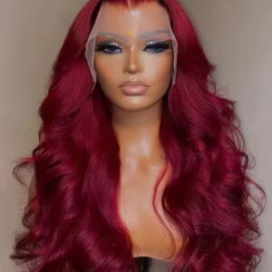 Raw Indian HD transparent lace bone body wave 99J color 100% Human Hair Lace frontal 180 Density 13x4