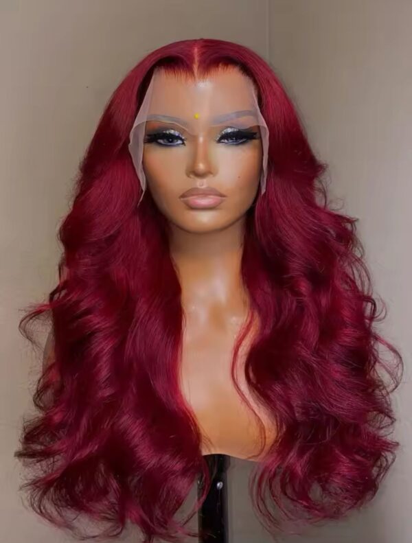 Raw Indian HD transparent lace bone body wave 99J color 100% Human Hair Lace frontal 180 Density 13x4