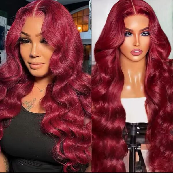 Raw Indian HD transparent lace bone body wave 99J color 100% Human Hair Lace frontal 180 Density 13x4