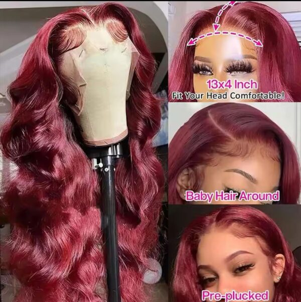 Raw Indian HD transparent lace bone body wave 99J color 100% Human Hair Lace frontal 180 Density 13x4