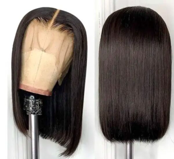 Raw Indian HD transparent lace bone straight Bob natural black 100% Human Hair wigs Lace frontal 180 Density 13x4
