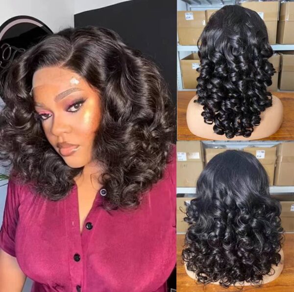 Raw Indian HD transparent bone 100% Human hair wig lace frontal 180 density 13x4 bob loose wave curls 14 inches