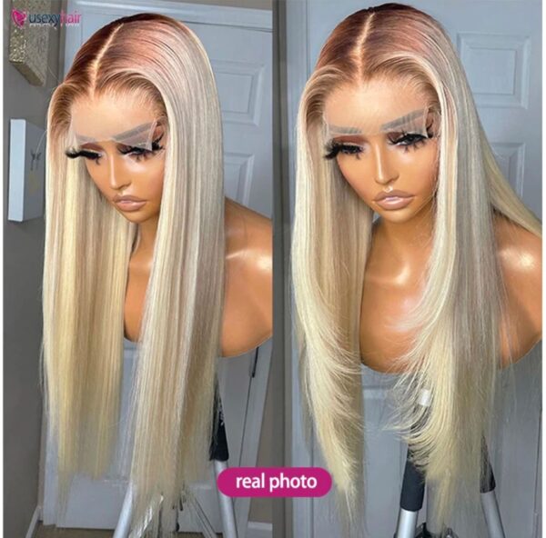 Raw Indian HD transparent lace bone straight 613 honey blonde colored 100% Human Hair Lace frontal 180 Density 13x4