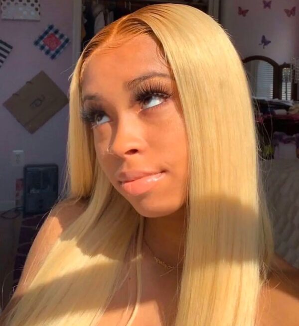 Raw Indian HD transparent lace bone straight 613 honey blonde colored 100% Human Hair Lace frontal 180 Density 13x4