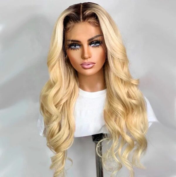 Raw Indian HD transparent lace bone body wave 613 honey blonde colored 100% Human Hair Lace frontal 180 Density 13x4