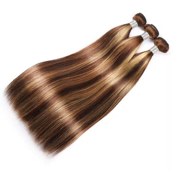 Straight color Piano colored P4/27# 100% Human hair Extension Raw Indian Virgin Bundles 12A