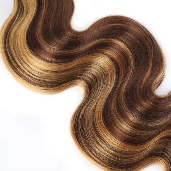 Straight color Piano colored P4/27# 100% Human hair Extension Raw Indian Virgin Bundles 12A