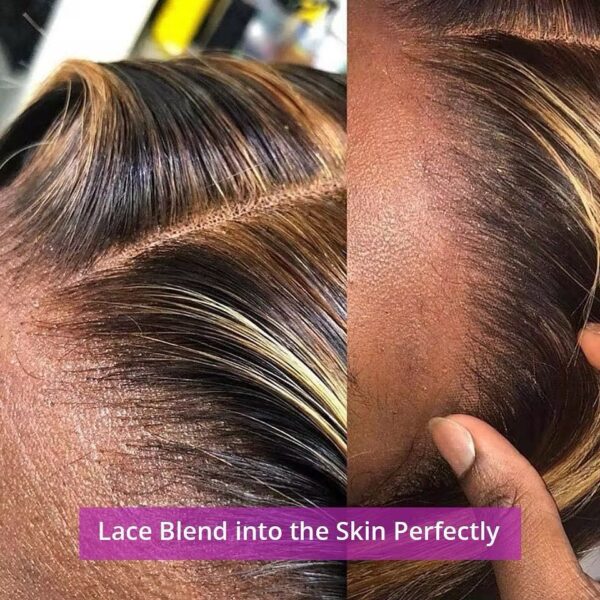 Straight highlights piano colored Raw Indian bone transparent lace frontal 100% human hair wigs  180 density 13x4